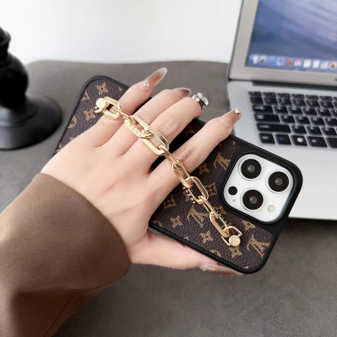 Fashionable Louis Vuitton with Chain Hand Grip iPhone Cases