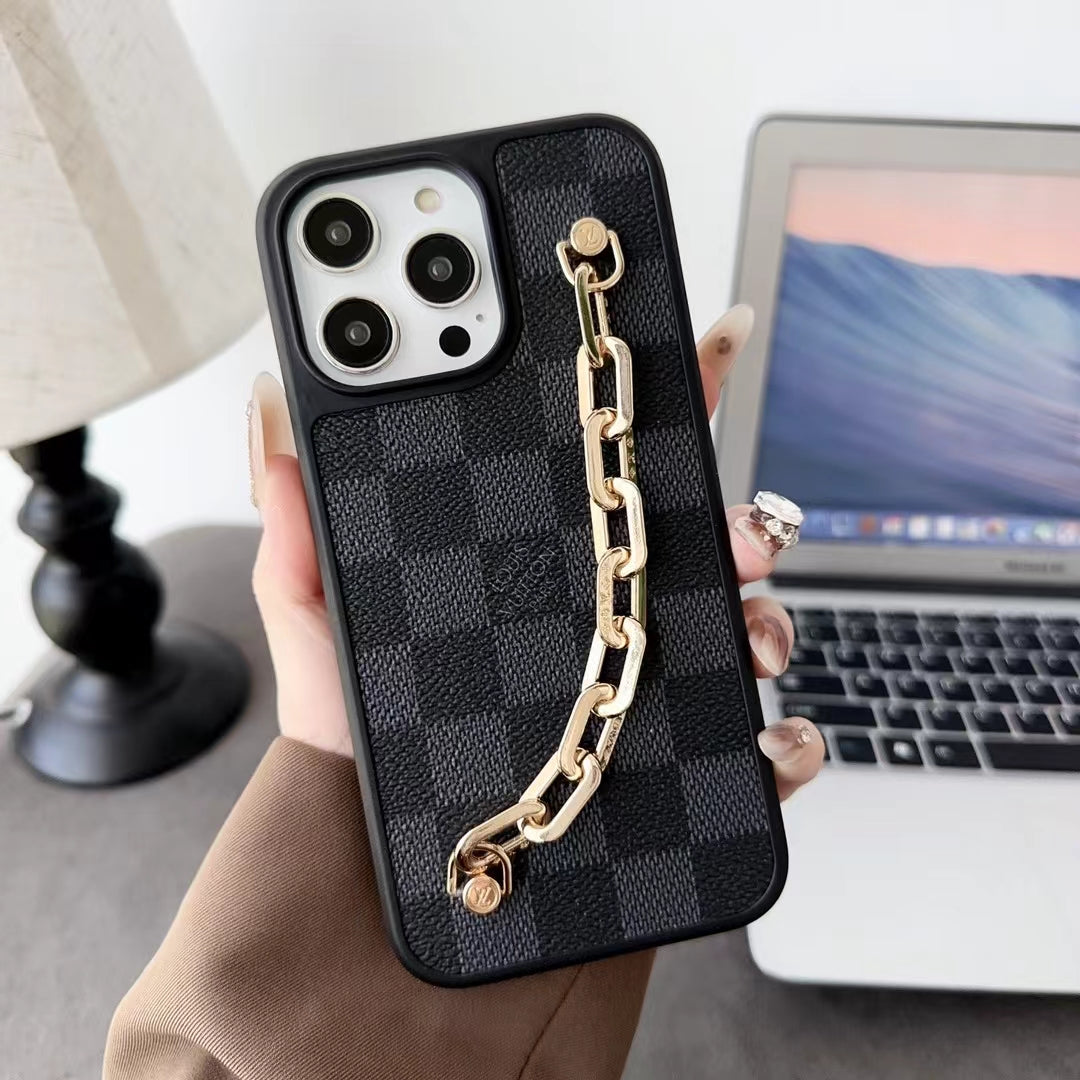 Fashionable Louis Vuitton with Chain Hand Grip iPhone Cases