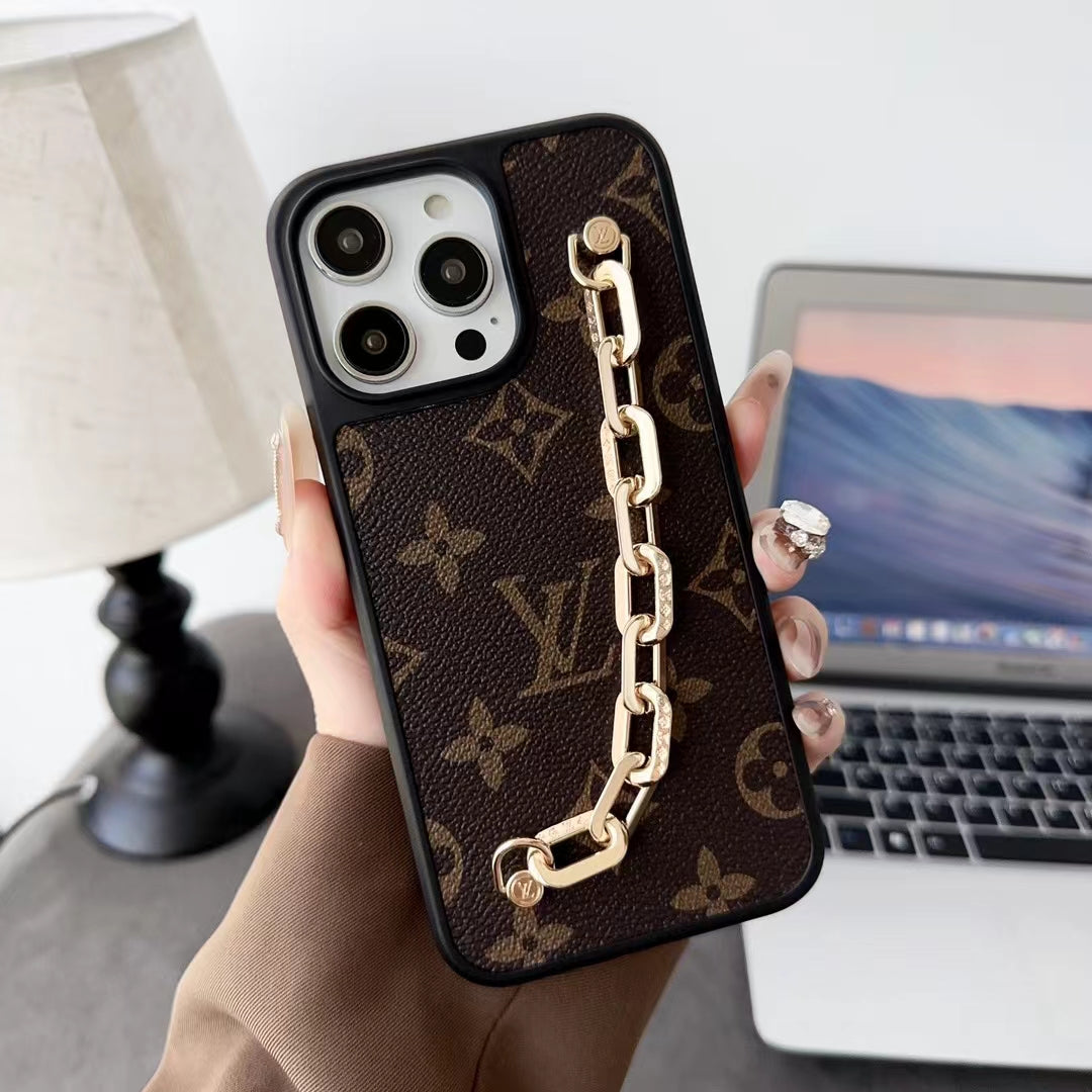 Fashionable Louis Vuitton with Chain Hand Grip iPhone Cases