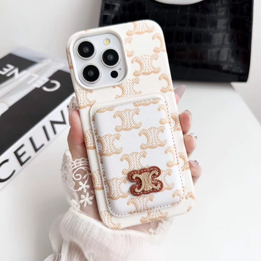 Luxury Celine iPhone Case with Wallet Card Holder Durable