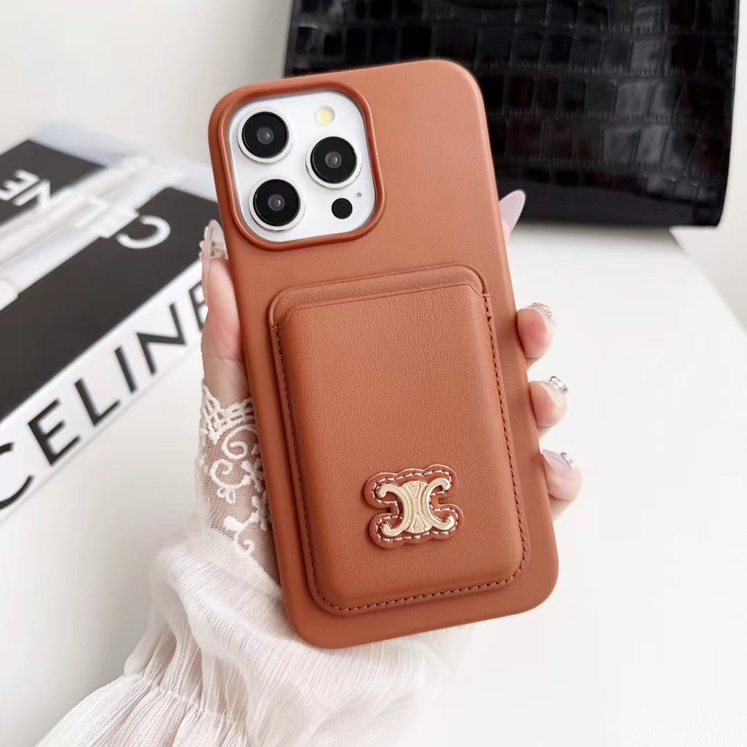 Luxury Celine iPhone Case with Wallet Card Holder Durable