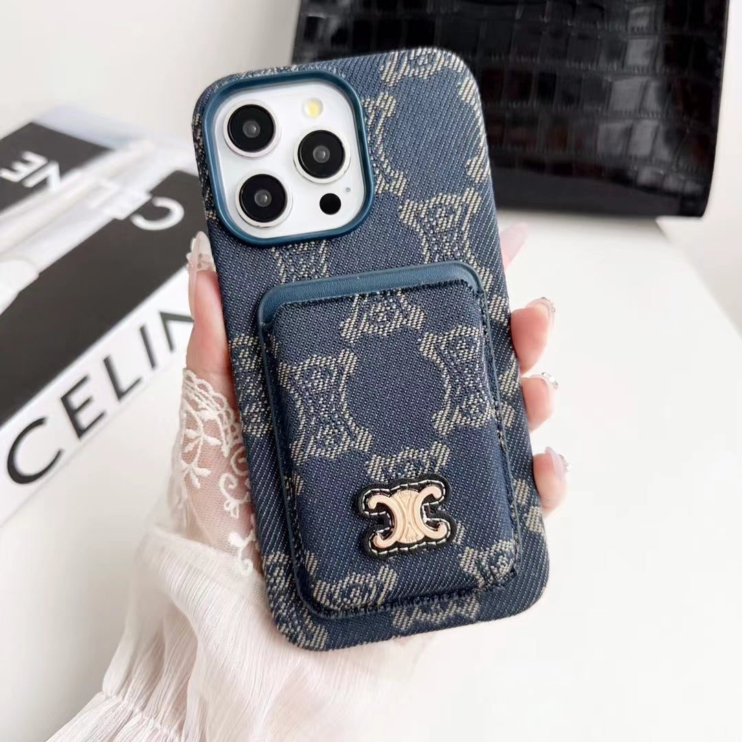 Luxury Celine iPhone Case with Wallet Card Holder Durable