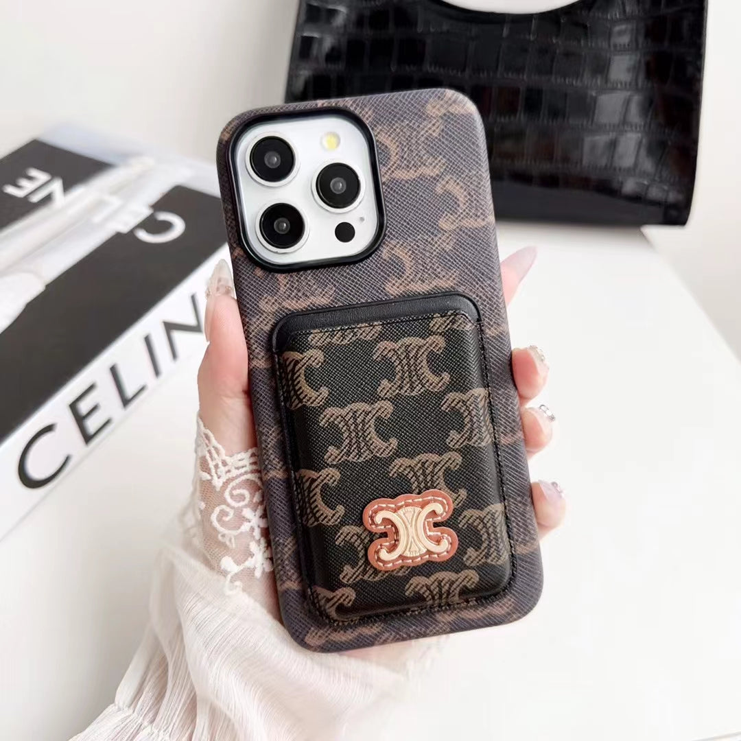 Luxury Celine iPhone Case with Wallet Card Holder Durable