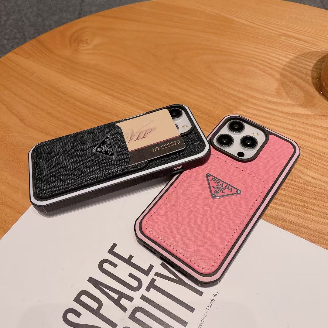 Prada iPhone Cases Solid Color with Card Cases