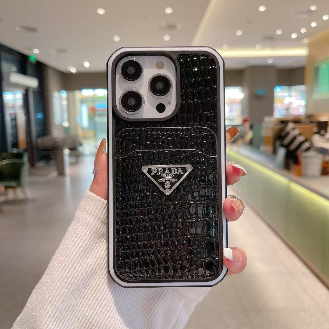 Prada iPhone Cases Solid Color with Card Cases