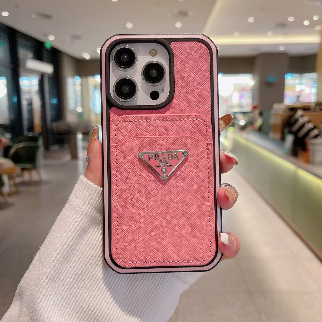 Prada iPhone Cases Solid Color with Card Cases