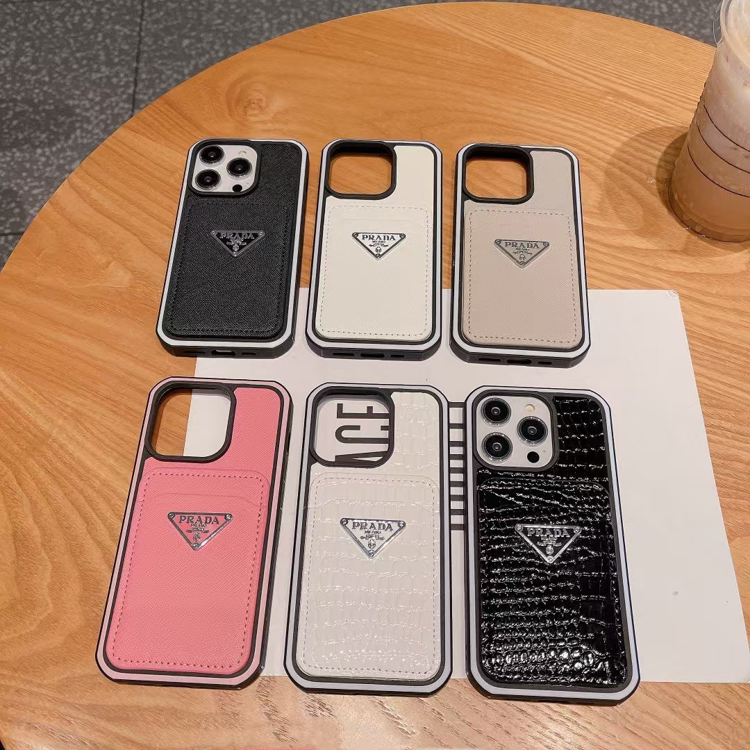 Prada iPhone Cases Solid Color with Card Cases