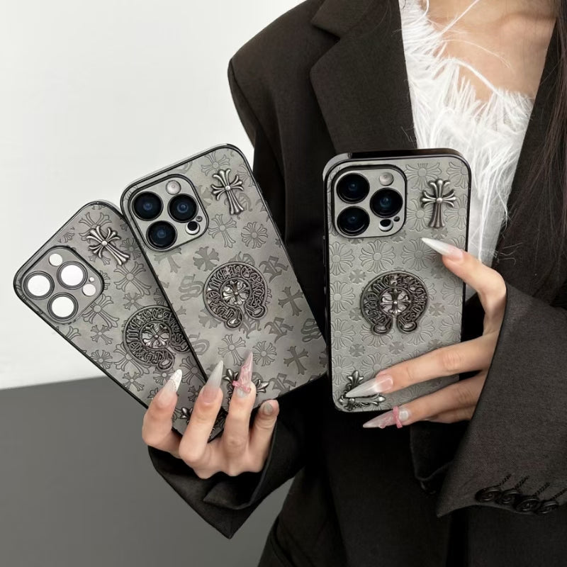 Gray Chrome Hearts iPhone Cases