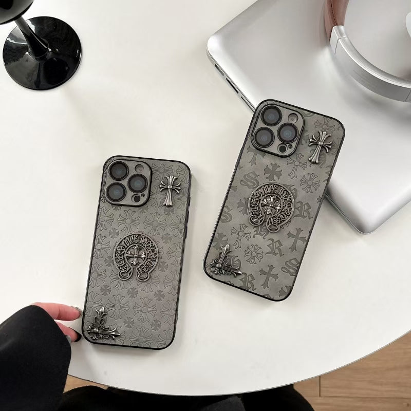 Gray Chrome Hearts iPhone Cases