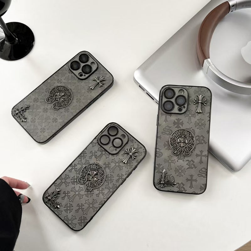 Gray Chrome Hearts iPhone Cases