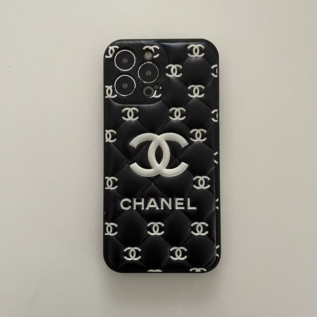 Embossed Chanel iPhone Case in Classic Black