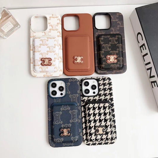 Luxury Celine iPhone Case with Wallet Card Holder Durable