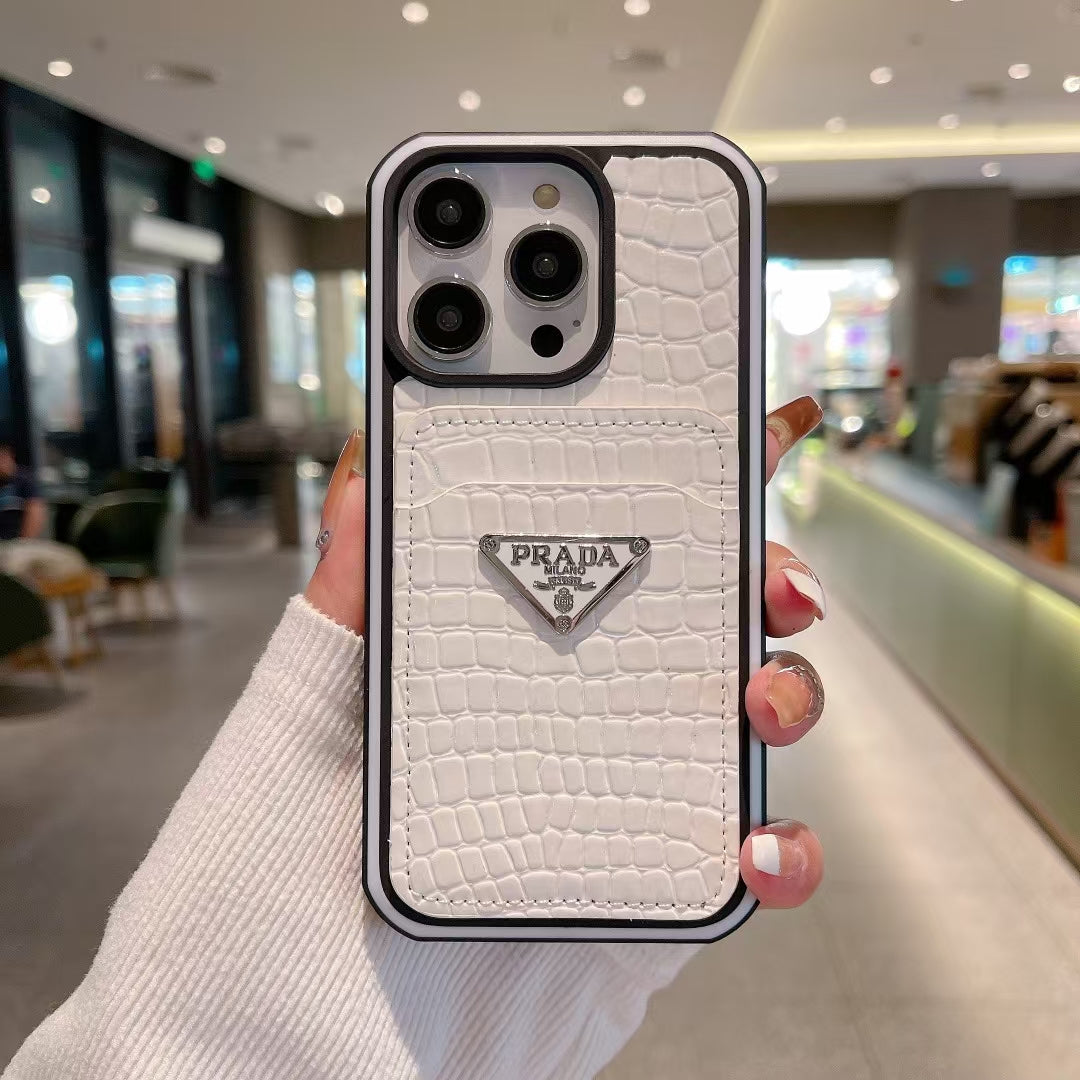 Prada iPhone Cases Solid Color with Card Cases