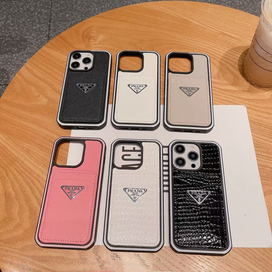 Prada iPhone Cases Solid Color with Card Cases