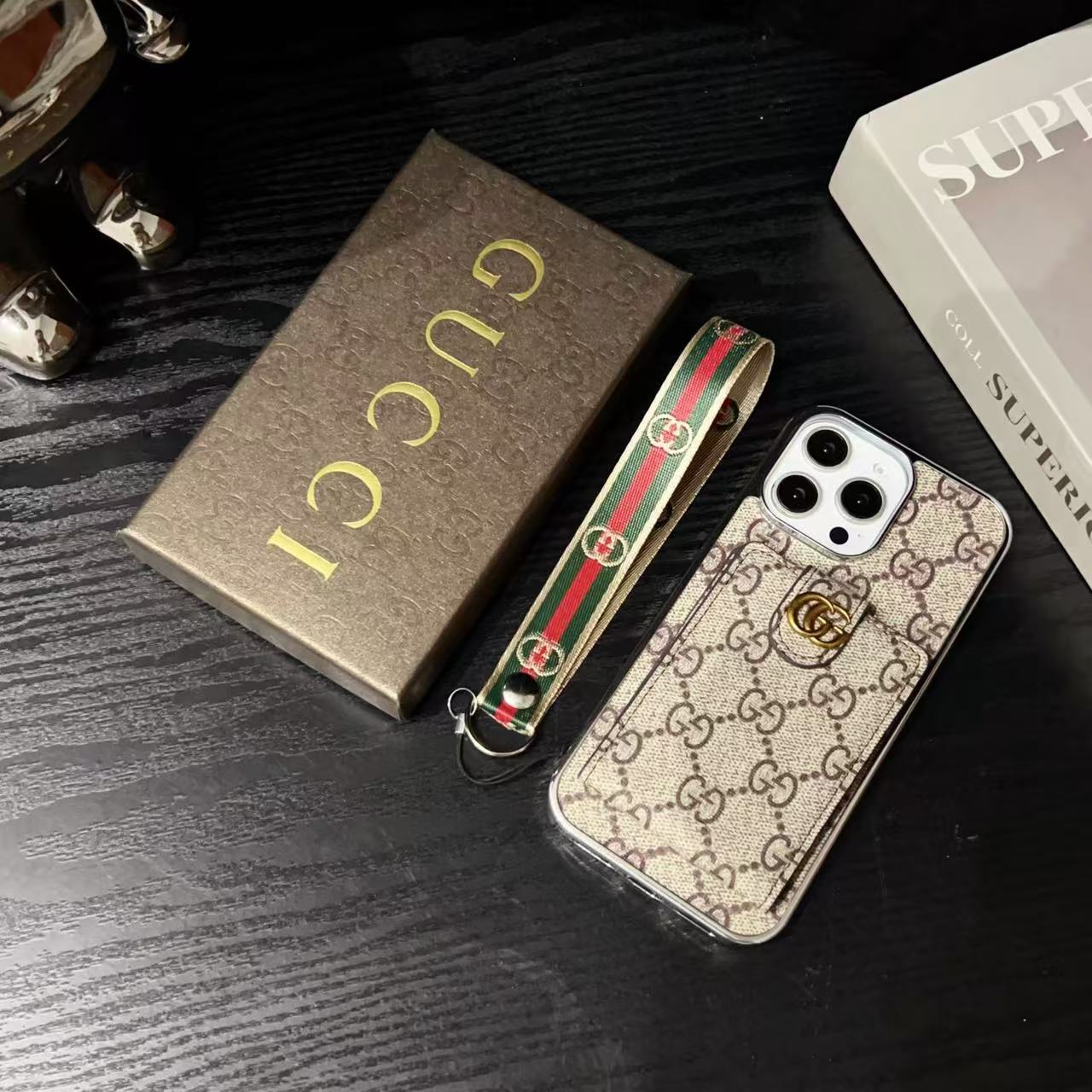 Fashionable Gucci with Wallet Card Holder iPhone Cases