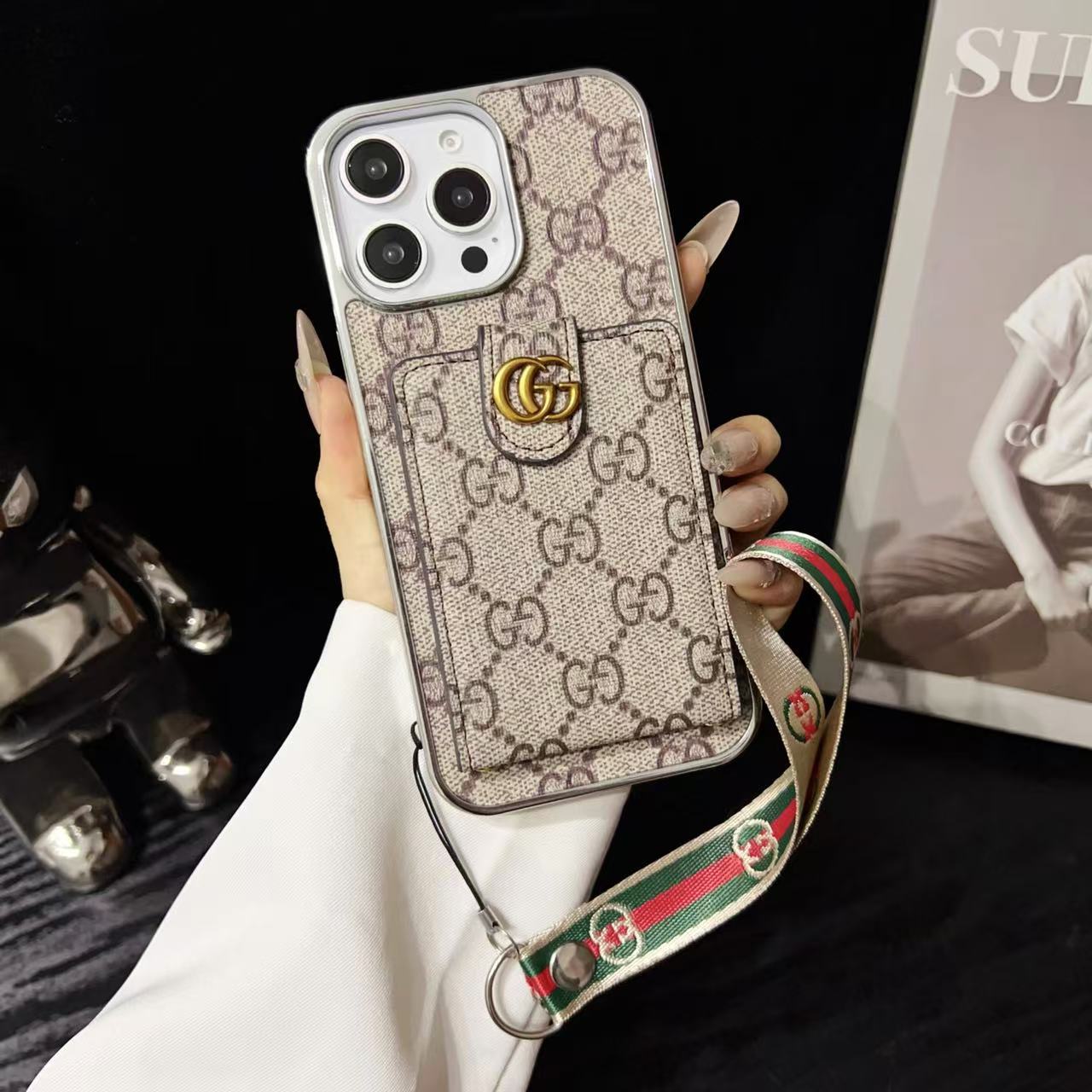 Fashionable Gucci with Wallet Card Holder iPhone Cases