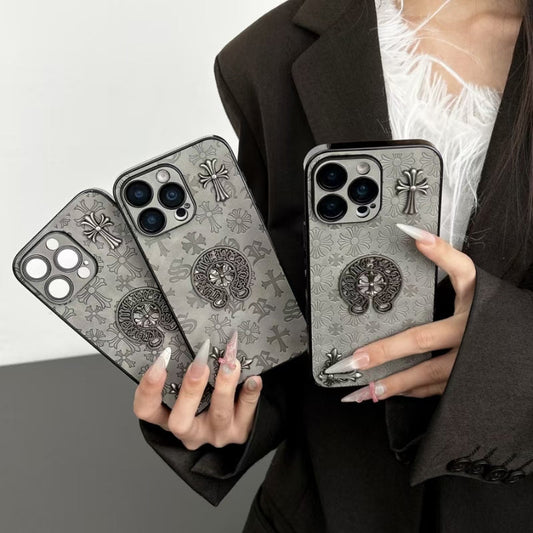 Gray Chrome Hearts iPhone Cases