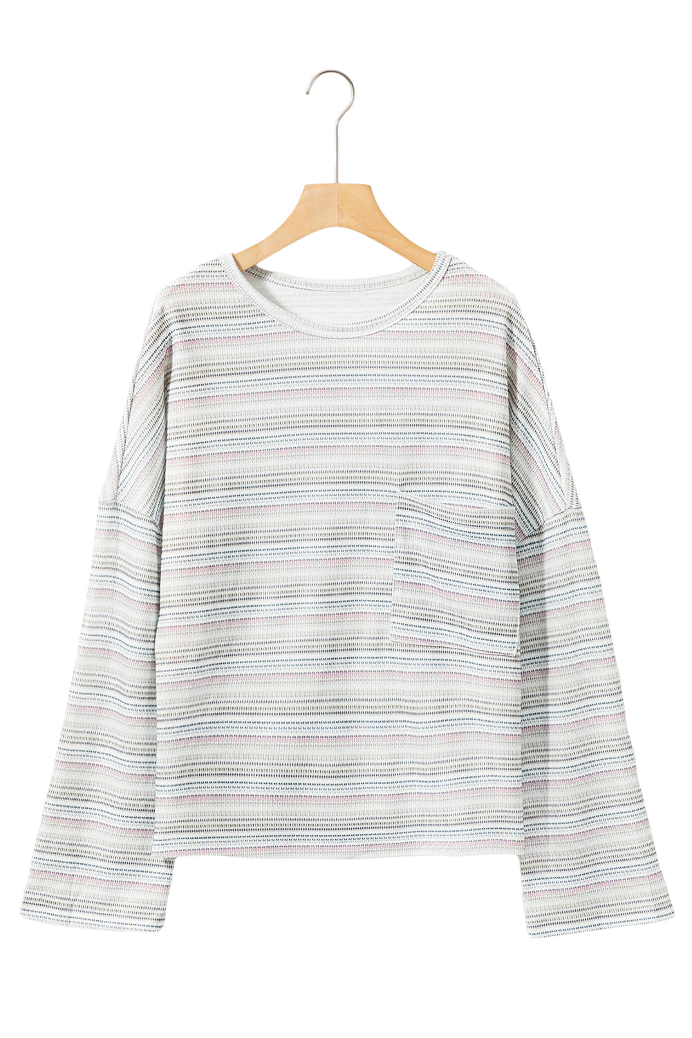 Multicolour Striped Drop Shoulder Loose Long Sleeve Knit Top