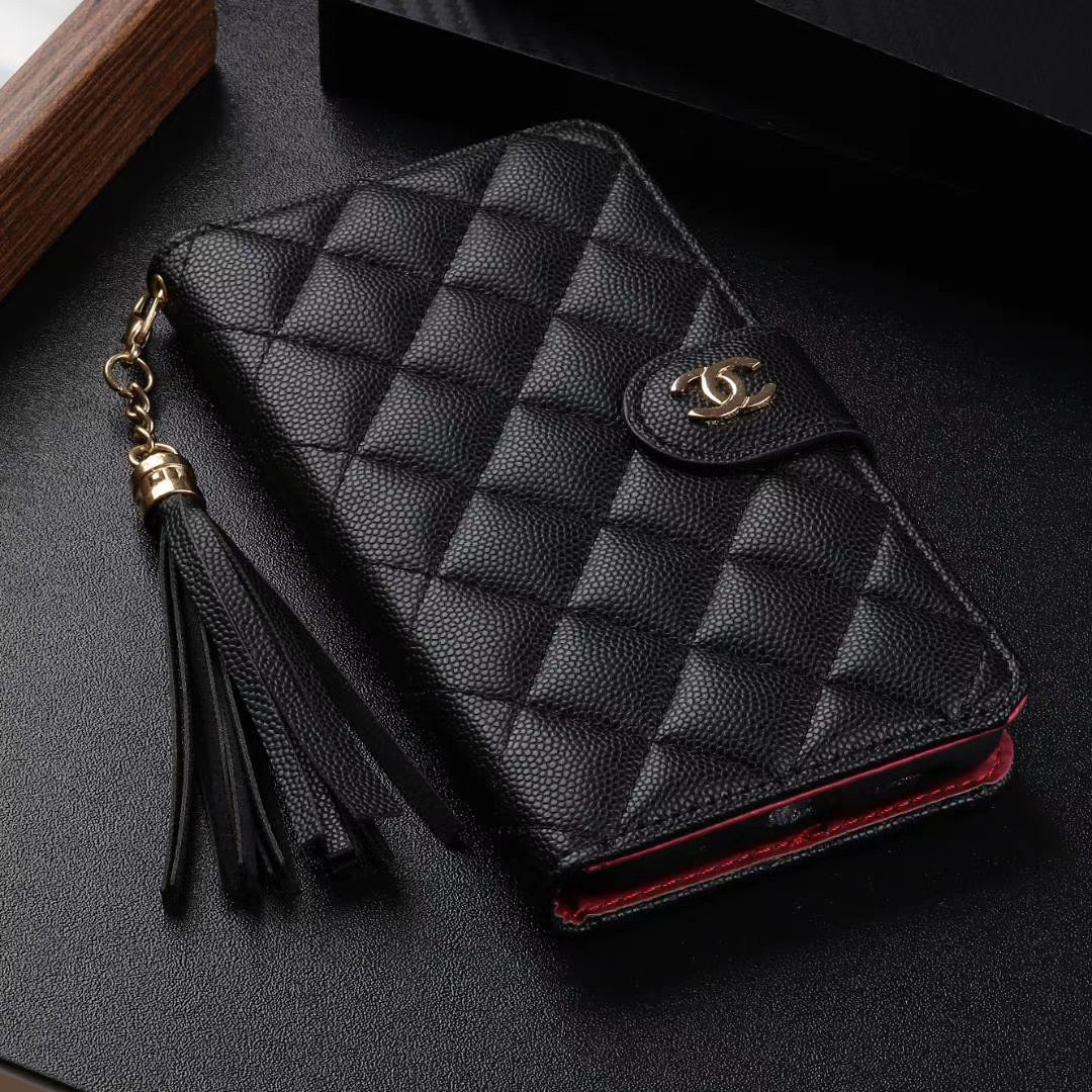 Luxury Chanel Phone Case with Card Holder for iPhone