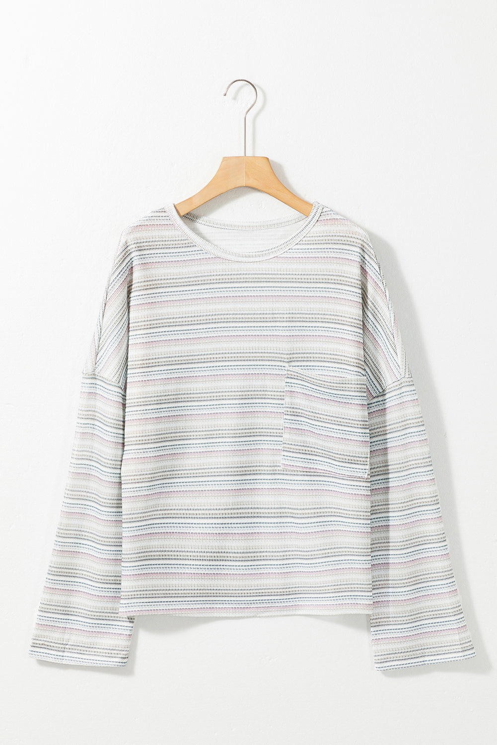 Multicolour Striped Drop Shoulder Loose Long Sleeve Knit Top