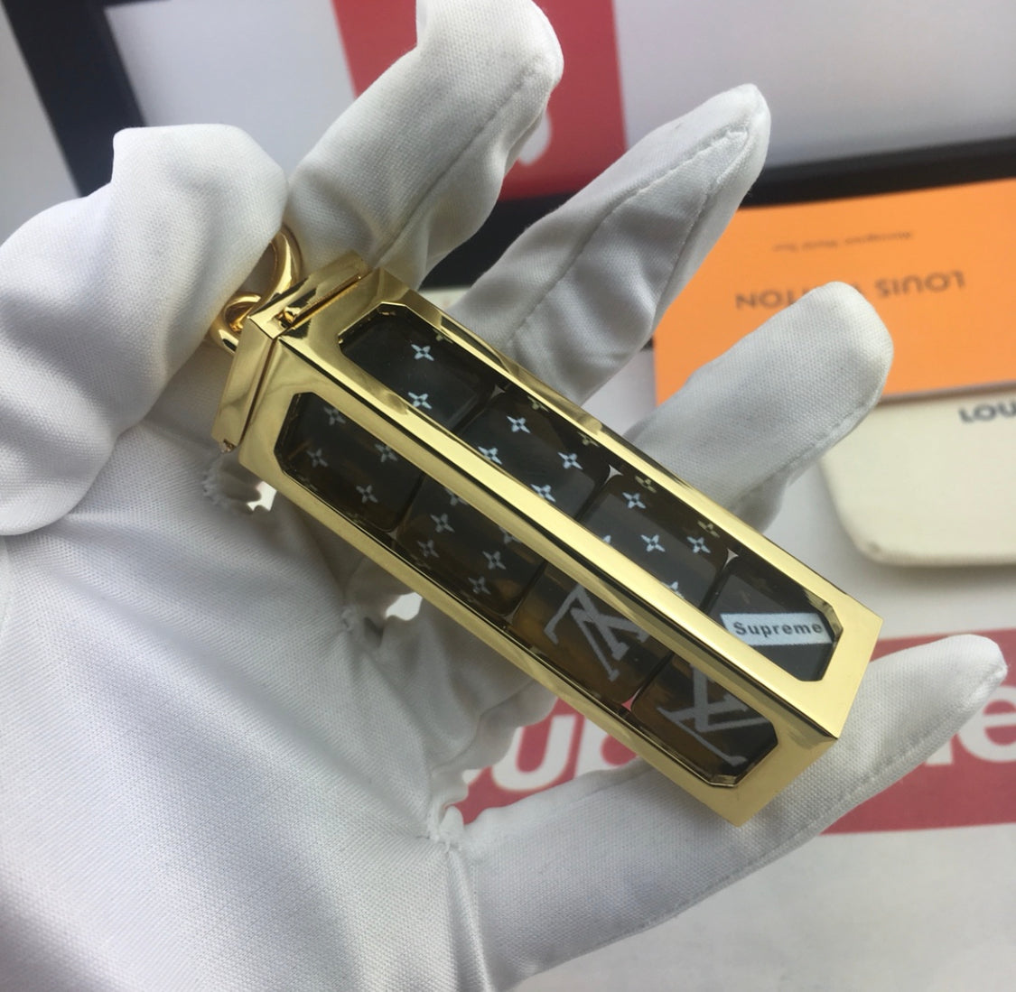 LV dice keychain