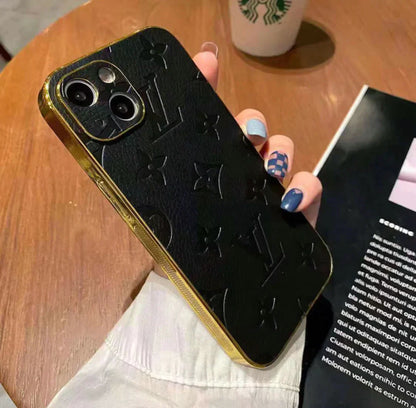 LV gold leather iPhone Cases