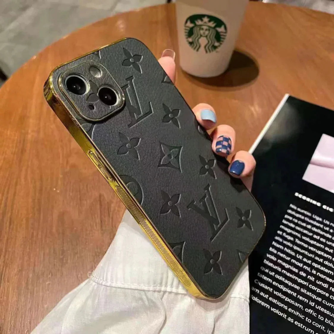 LV gold leather iPhone Cases