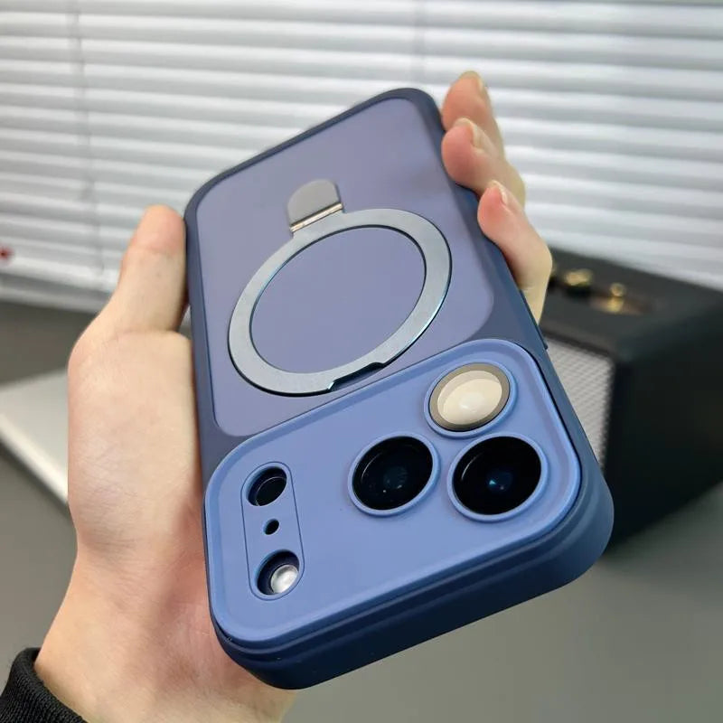 17pro Max Case Luxury Matte For Magsafe Bracket Case For iPhone 17 16 15 14 13 Pro Max Plus 12 11 17 Air Shockproof Holder Cover