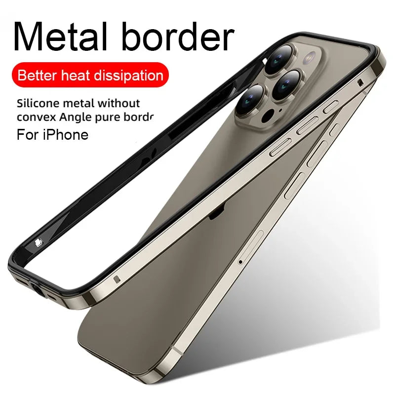 Hybrid Silicone Frame Aluminum Metal Phone Cases For iPhone 17 16 15 Pro Max 14 13 12 Better Heat Bumper