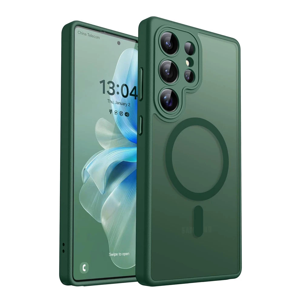 Luxury Matte Case For Samsung Galaxy S26 S25 S24 S23 Ultra Plus S25Ultra S24Ultra S23Ultra S 25 Magsafe Wireless Charge Cover