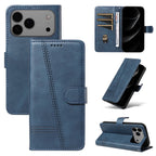 Line Leather Case For iPhone 17 16 15 14 13 12 11 Pro Max Plus Mini Air Phone Case Flip Wallet Card Slot Stand Phone Book Cover