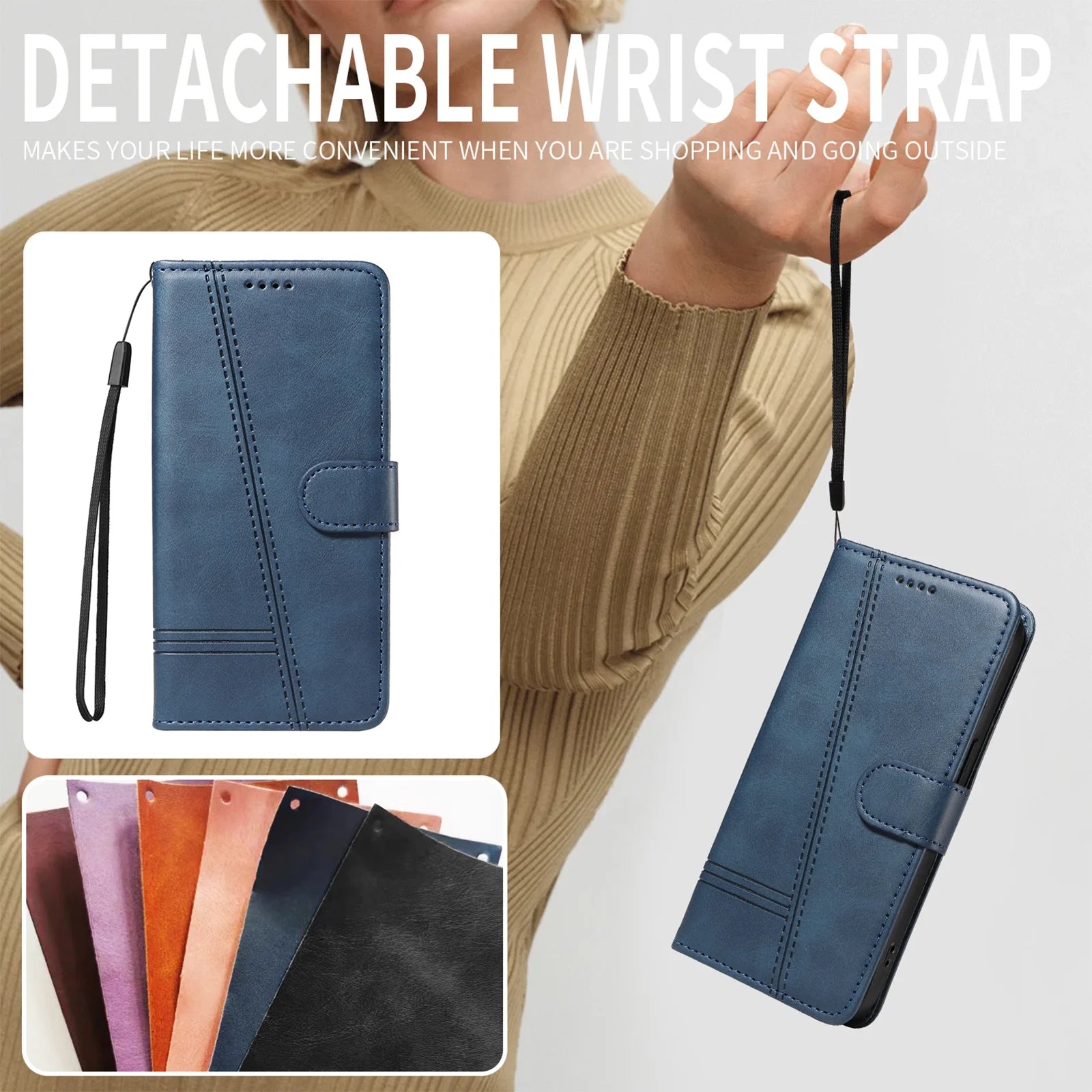 Line Leather Case For iPhone 17 16 15 14 13 12 11 Pro Max Plus Mini Air Phone Case Flip Wallet Card Slot Stand Phone Book Cover