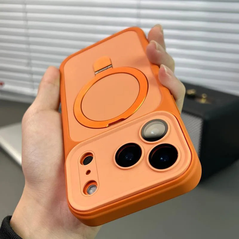 17pro Max Case Luxury Matte For Magsafe Bracket Case For iPhone 17 16 15 14 13 Pro Max Plus 12 11 17 Air Shockproof Holder Cover