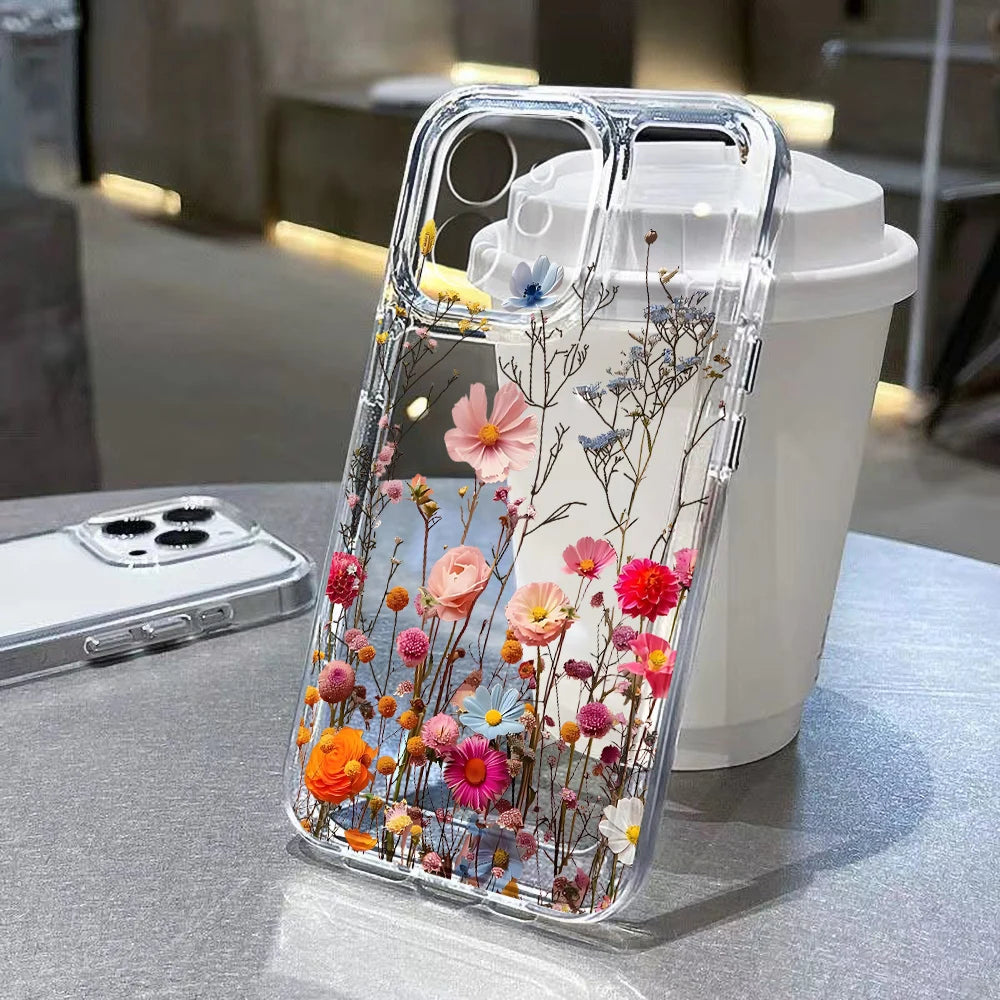 Cute Flower Clear Case For Samsung Galaxy A56 5G A36 S25 Ultra S26 S24 FE S23 S22 Case A55 A54 A35 A26 A07 A17 Shockproof Cover