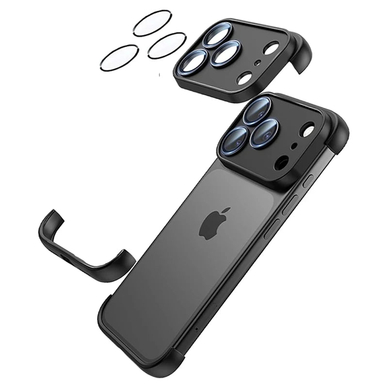 Case for iPhone 17 Pro Max Air Minimalist Frameless Corner Protection Pad Camera Lens Protector No Back Soft Silicone TPU Case