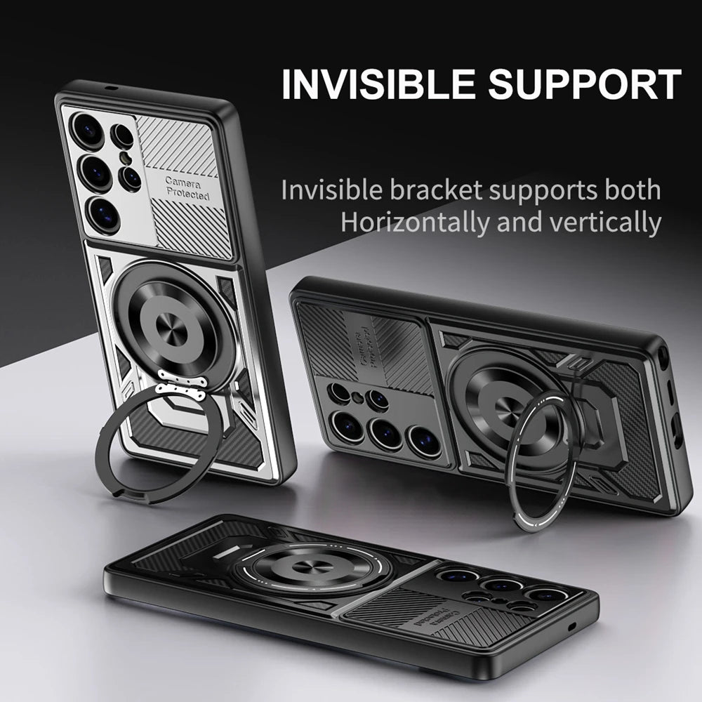 Magnetic Holder Ring Shockproof Armor Phone Case For Samsung Galaxy S26 Ultra S 26 Plus 5G For Magsafe Wireless Charging Cover