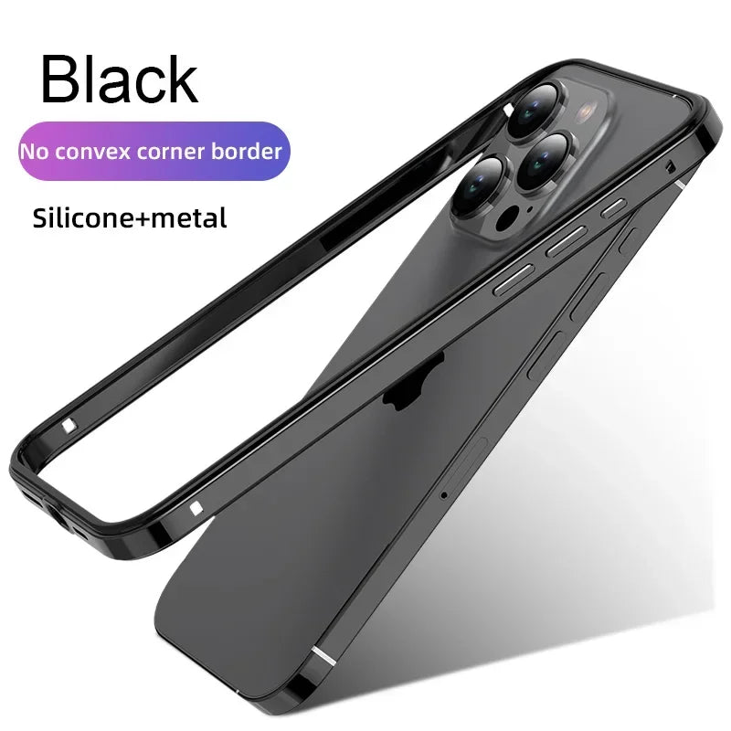 Hybrid Silicone Frame Aluminum Metal Phone Cases For iPhone 17 16 15 Pro Max 14 13 12 Better Heat Bumper