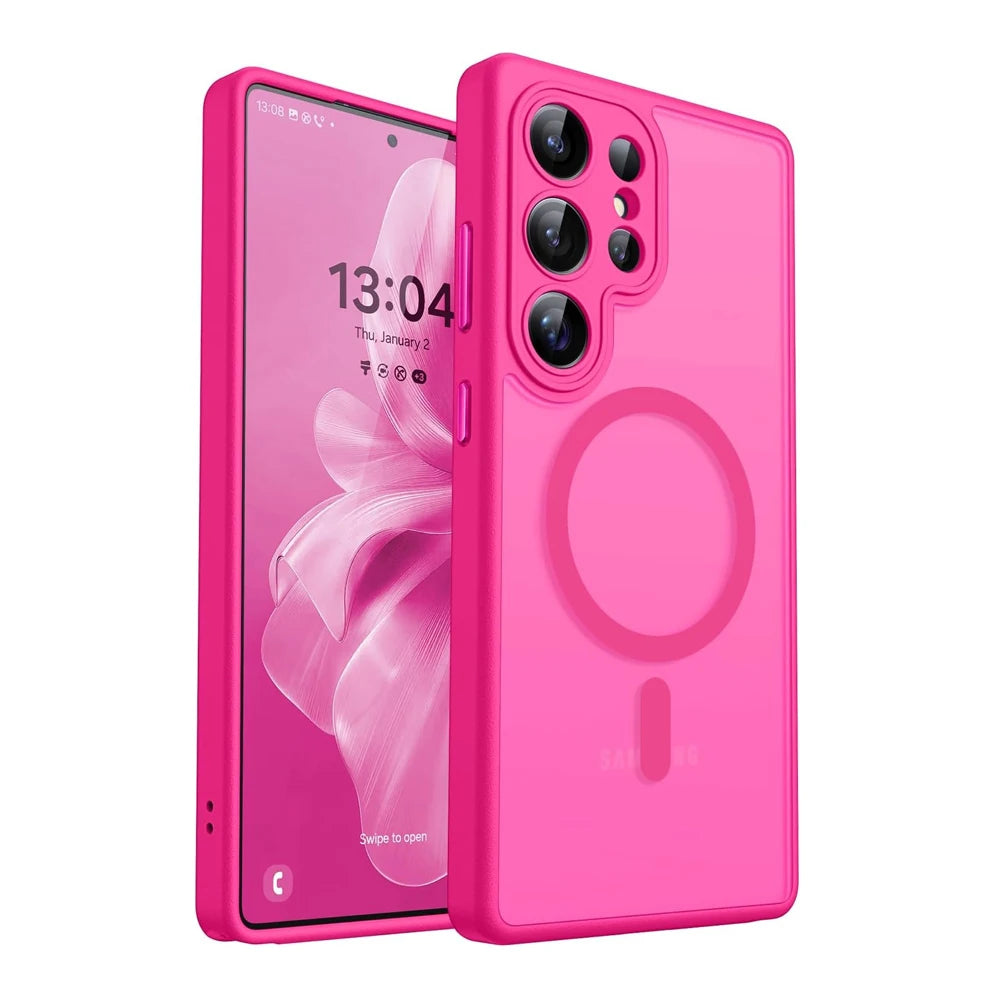 Luxury Matte Case For Samsung Galaxy S26 S25 S24 S23 Ultra Plus S25Ultra S24Ultra S23Ultra S 25 Magsafe Wireless Charge Cover