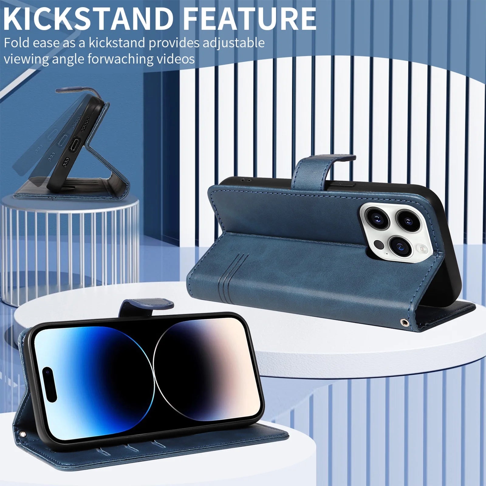 Line Leather Case For iPhone 17 16 15 14 13 12 11 Pro Max Plus Mini Air Phone Case Flip Wallet Card Slot Stand Phone Book Cover