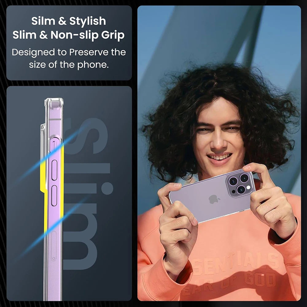 Hybrid Acrylic Airbag Shockproof Case For iPhone 16 15 14 13 12 11 Pro Max Plus Mini Clear Hard Back Cover Silicone Soft Shell