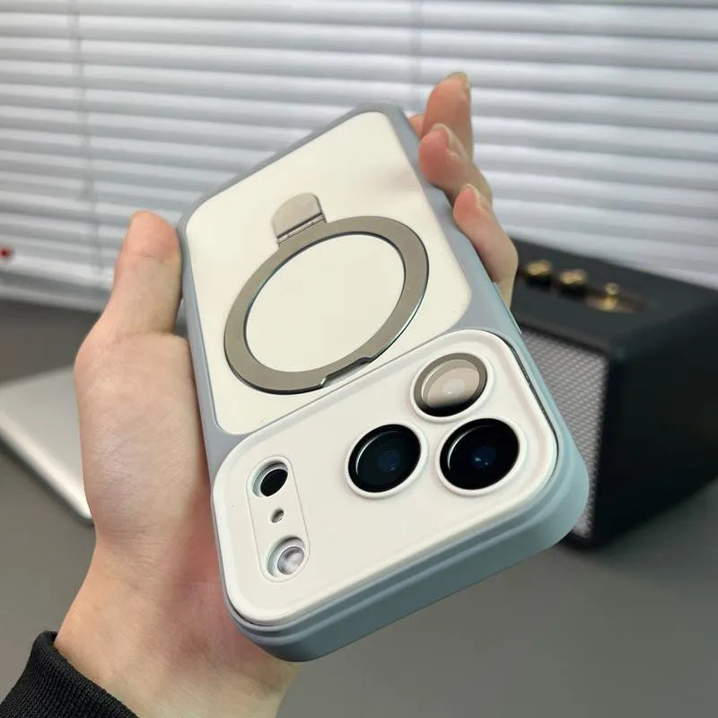 17pro Max Case Luxury Matte For Magsafe Bracket Case For iPhone 17 16 15 14 13 Pro Max Plus 12 11 17 Air Shockproof Holder Cover