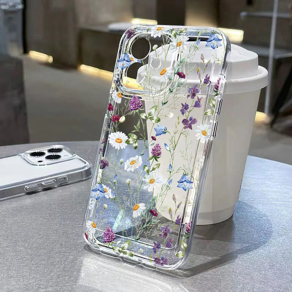 Cute Flower Clear Case For Samsung Galaxy A56 5G A36 S25 Ultra S26 S24 FE S23 S22 Case A55 A54 A35 A26 A07 A17 Shockproof Cover