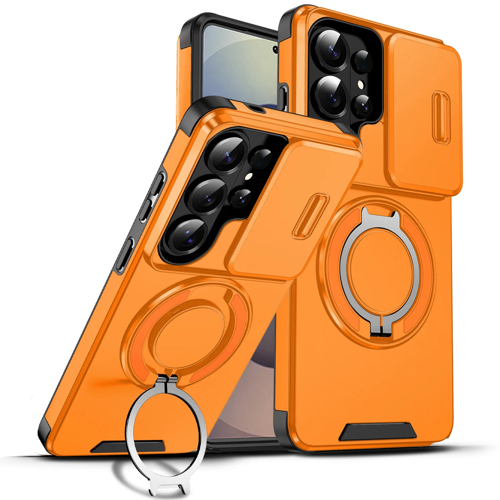 Magnetic Ring Stand Phone Case For Samsung Galaxy S26 Ultra S26+ Edge Slide Camera Lens Protection TPU Frame Plastic Back Cover