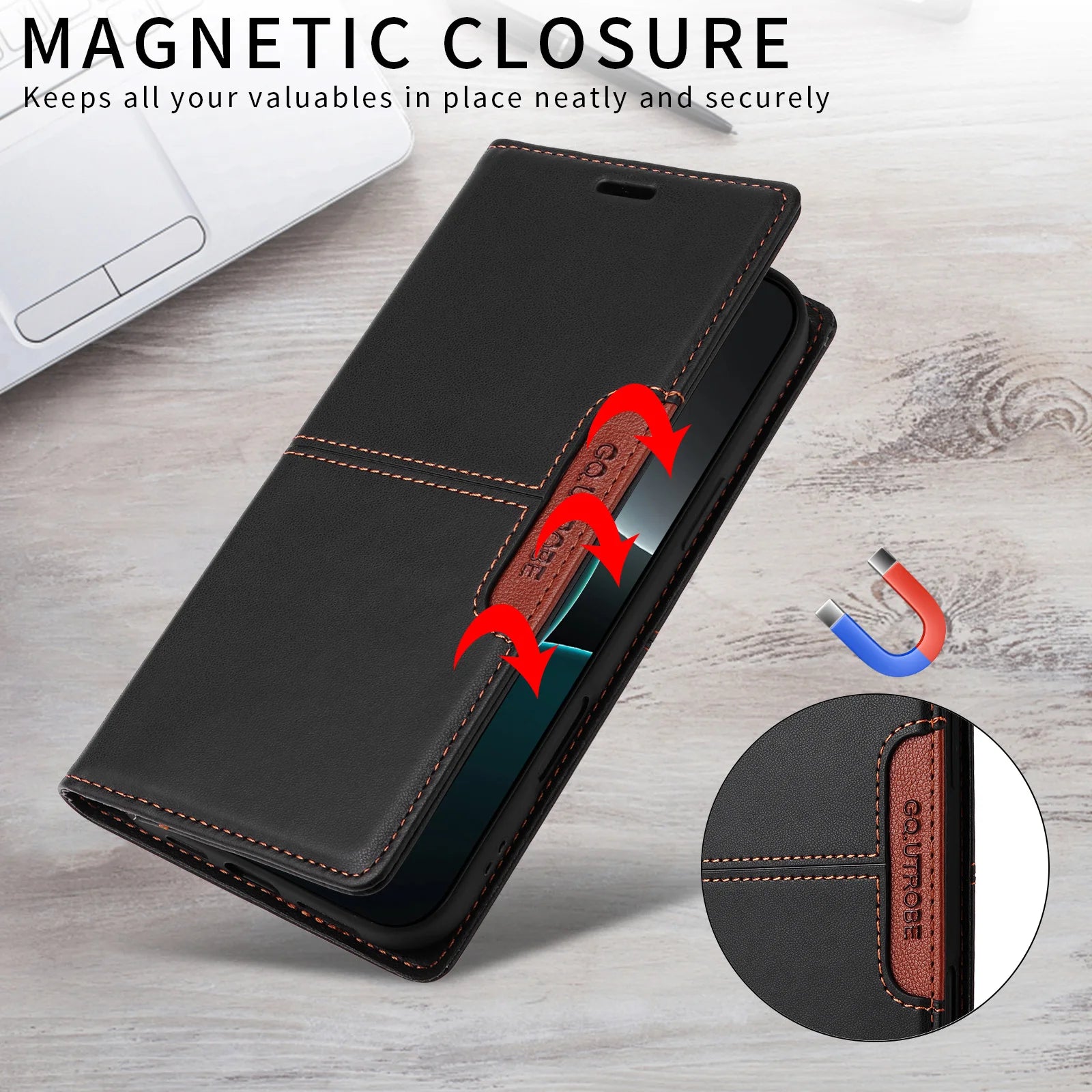 Magnetic Leather Case For iPhone 16 15 14 13 12 11 17 Pro Max 17Air 16 15 Plus 16e SE2 SE3 Business Flip Wallet Card Slot Cover