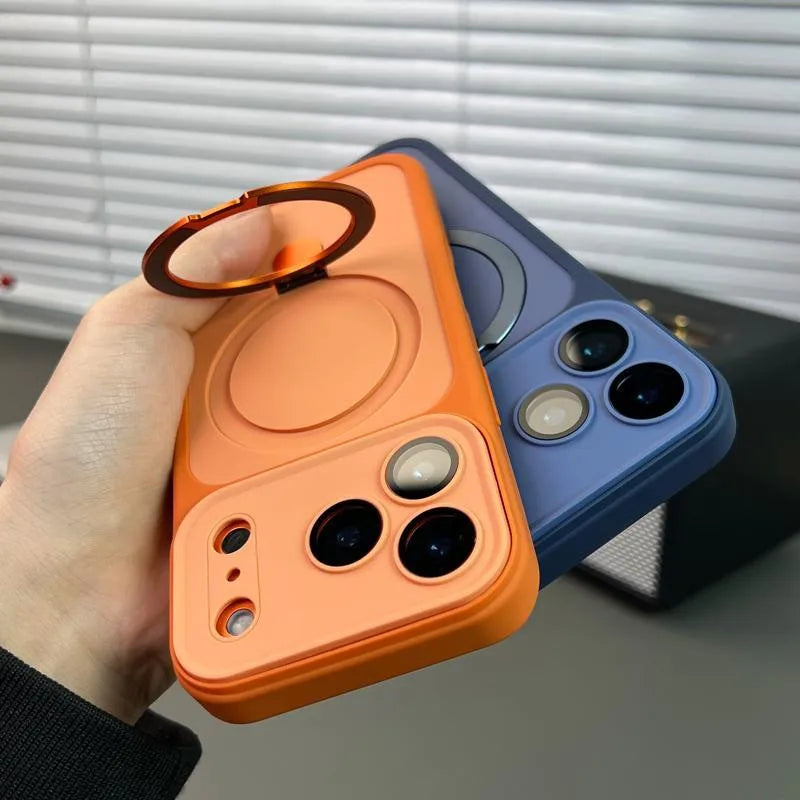 17pro Max Case Luxury Matte For Magsafe Bracket Case For iPhone 17 16 15 14 13 Pro Max Plus 12 11 17 Air Shockproof Holder Cover