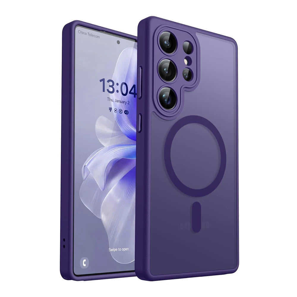 Luxury Matte Case For Samsung Galaxy S26 S25 S24 S23 Ultra Plus S25Ultra S24Ultra S23Ultra S 25 Magsafe Wireless Charge Cover