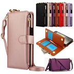 Ring Lanyard Zipper Leather Wallet Case for Samsung Galaxy A55 A15 A54 A14 A53 S25 Ultra Edge S21 S22 S23 S24 Fe Plus A16 Cover