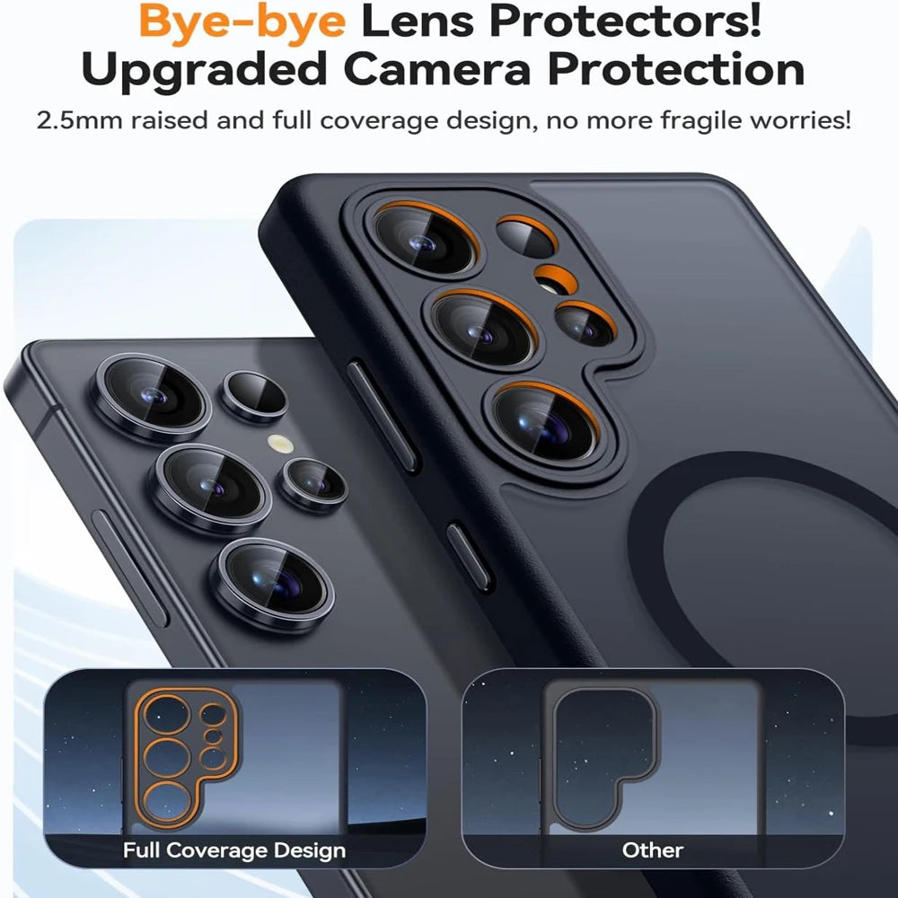 Luxury Matte Case For Samsung Galaxy S26 S25 S24 S23 Ultra Plus S25Ultra S24Ultra S23Ultra S 25 Magsafe Wireless Charge Cover