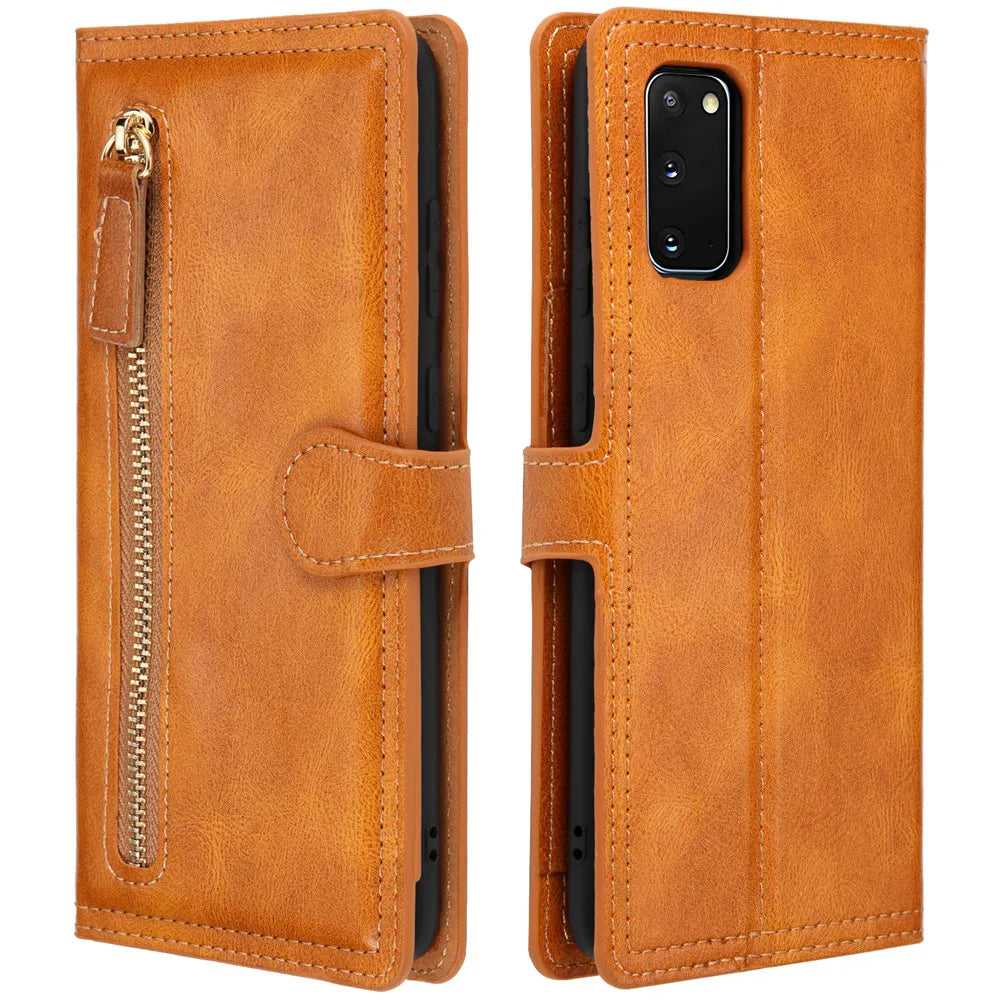 For Samsung Galaxy S20 Fe Fan Edition Note 20 Ultra Luxury Leather Zipper Flip Wallet Case S20FE S20 FE S21 S22 S23 Ultra Cover