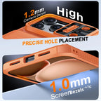 With Card Holder Sliding Camera Cover And Stand For iPhone 17 Pro/17 Pro Max Phone Case, Anti-Fall PC+TPU Wallet Case-Orange